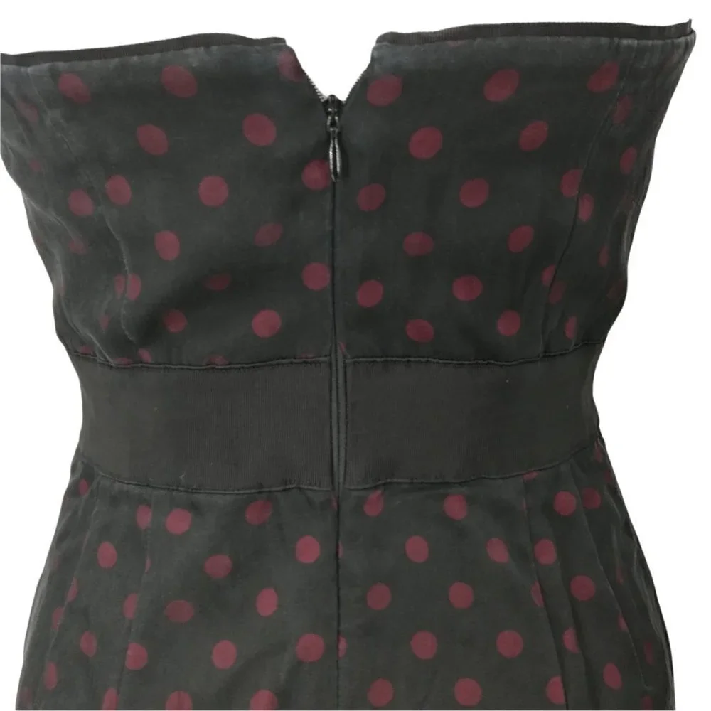 White House Black Market Polka Dot Strapless Party Dress Size 2 WHBM Silk LBD - Picture 8 of 12